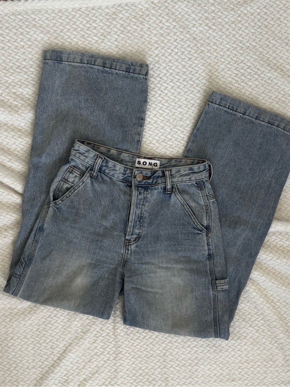 SONG Wide Leg Carpenter Jeans - Faded Light Wash